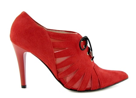 Dámske kožené červené topánky na šnurovanie