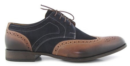 Štýlové kožené modro-hnedé topánky DUO
