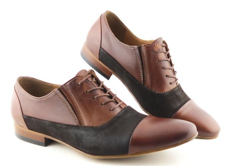 Štýlové kožené hnedé topánky KASIANA
