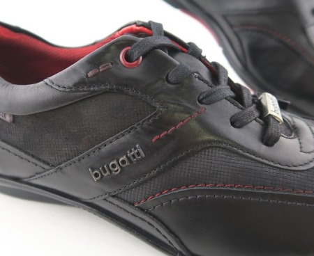 Komfortné kožené čierne topánky BUGATTI