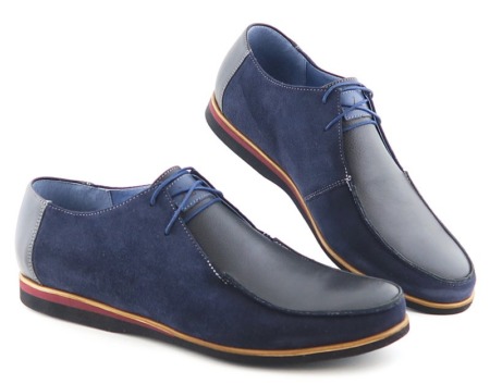 Trendové kožené čierno-modré topánky DUO MEN