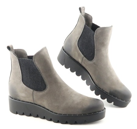 Trendové kožené sivé topánky s gumičkou ACORD