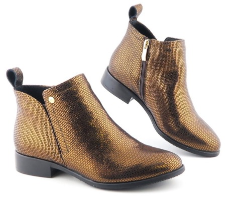Výrazné kožené medeno-zlaté topánky NESSI