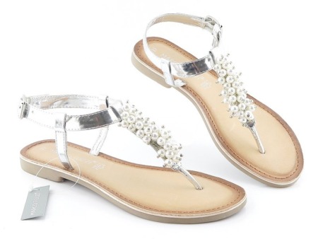 Strieborné sandálky s perličkami MARCO TOZZI