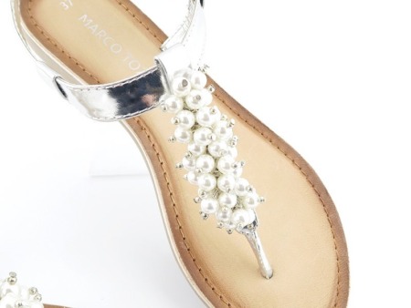 Strieborné sandálky s perličkami MARCO TOZZI