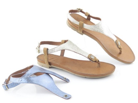 Letné kožené zlato-modré sandálky ASPENA