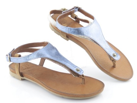 Letné kožené zlato-modré sandálky ASPENA