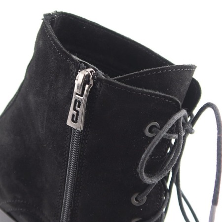 Kožené čierne členkové topánky na šnurovanie SIMEN