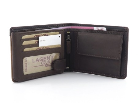 Tmavo-hnedá pánska peňaženka LAGEN