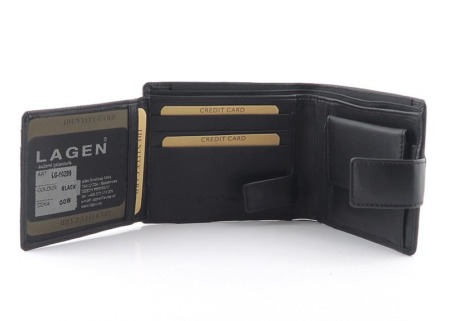 Trendová pánska kožená čierna peňaženka LAGEN