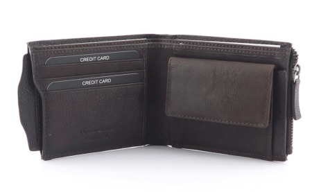 Tmavo-hnedá kožená pánska peňaženka LAGEN