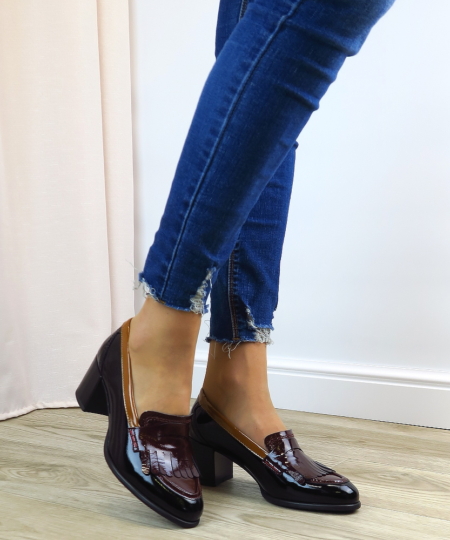 Bordovo-čierne poltopánky SIMEN 8429A