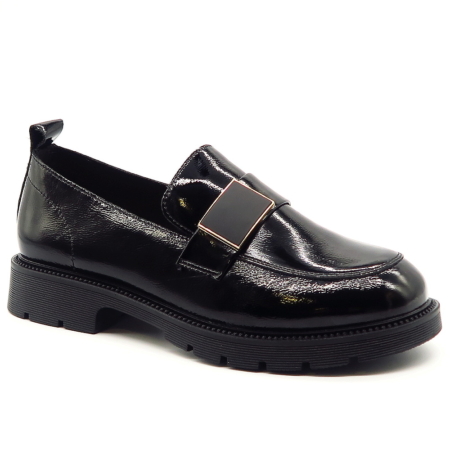 Čierne lakované mokasíny PASS X4X400007