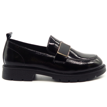 Čierne lakované mokasíny PASS X4X400007