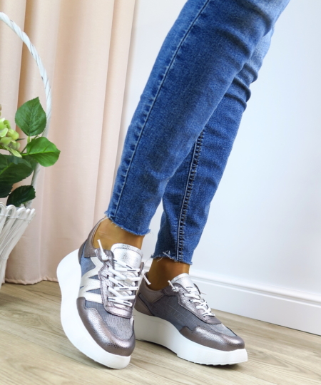 Strieborné sneakersy WONDERS A-3640
