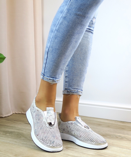 Strieborné slip-on tenisky BOMBONELLA 0018