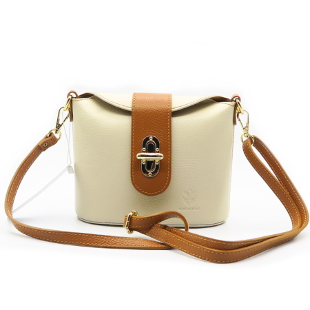 Kožená béžová crossbody kabelka GRO52