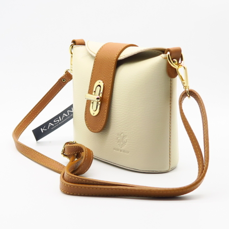 Kožená béžová crossbody kabelka GRO52